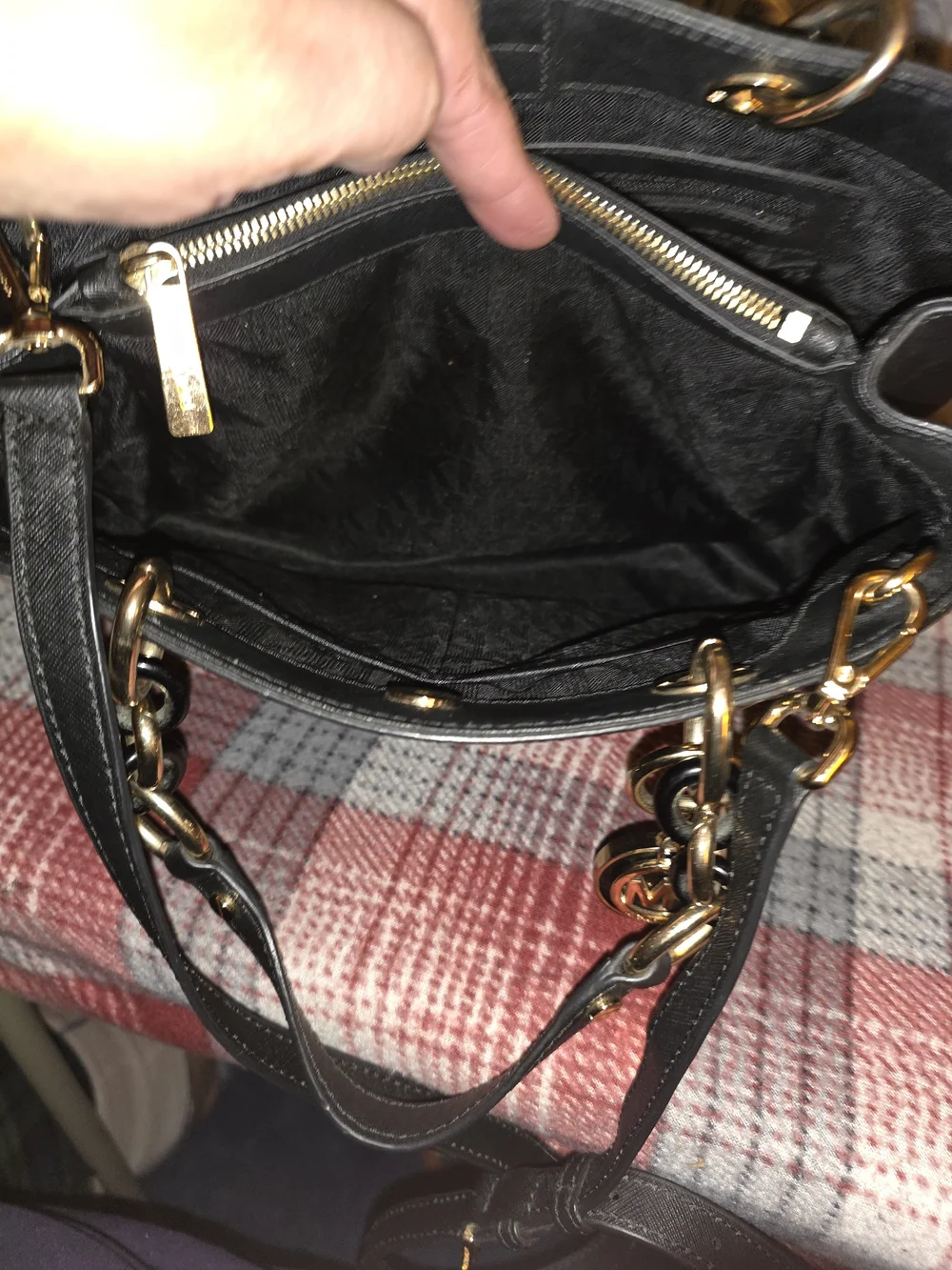 Michael Kors Black Saffiano Leather Tote with Gold Hardware